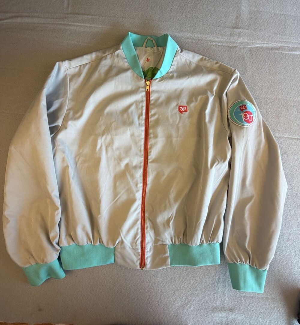 Miriam Budet Women’s Gray/Turquoise Bomber Jacket Size L